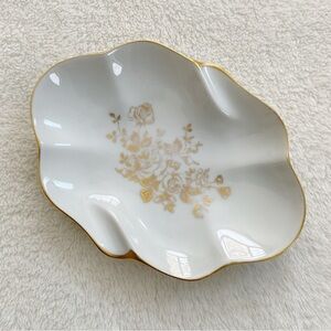Royal Limoges France Gold Floral Porcelain Trinket Dish